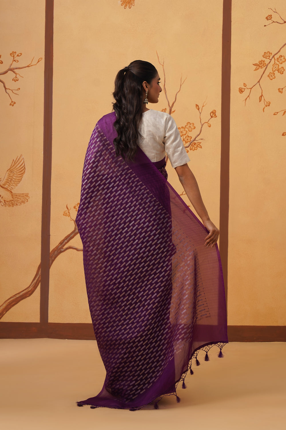 Handwoven Jamuni Purple Kora Organza Saree