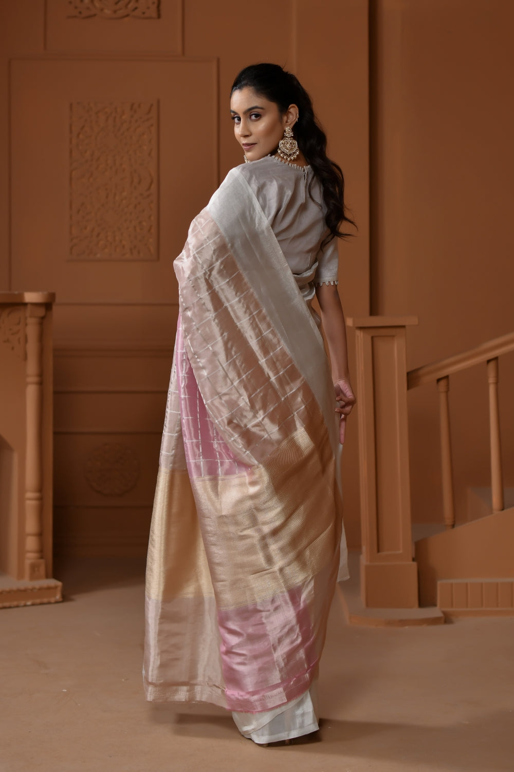 Multi-Toned Pure Tissue Silk with Stripe Weaving 