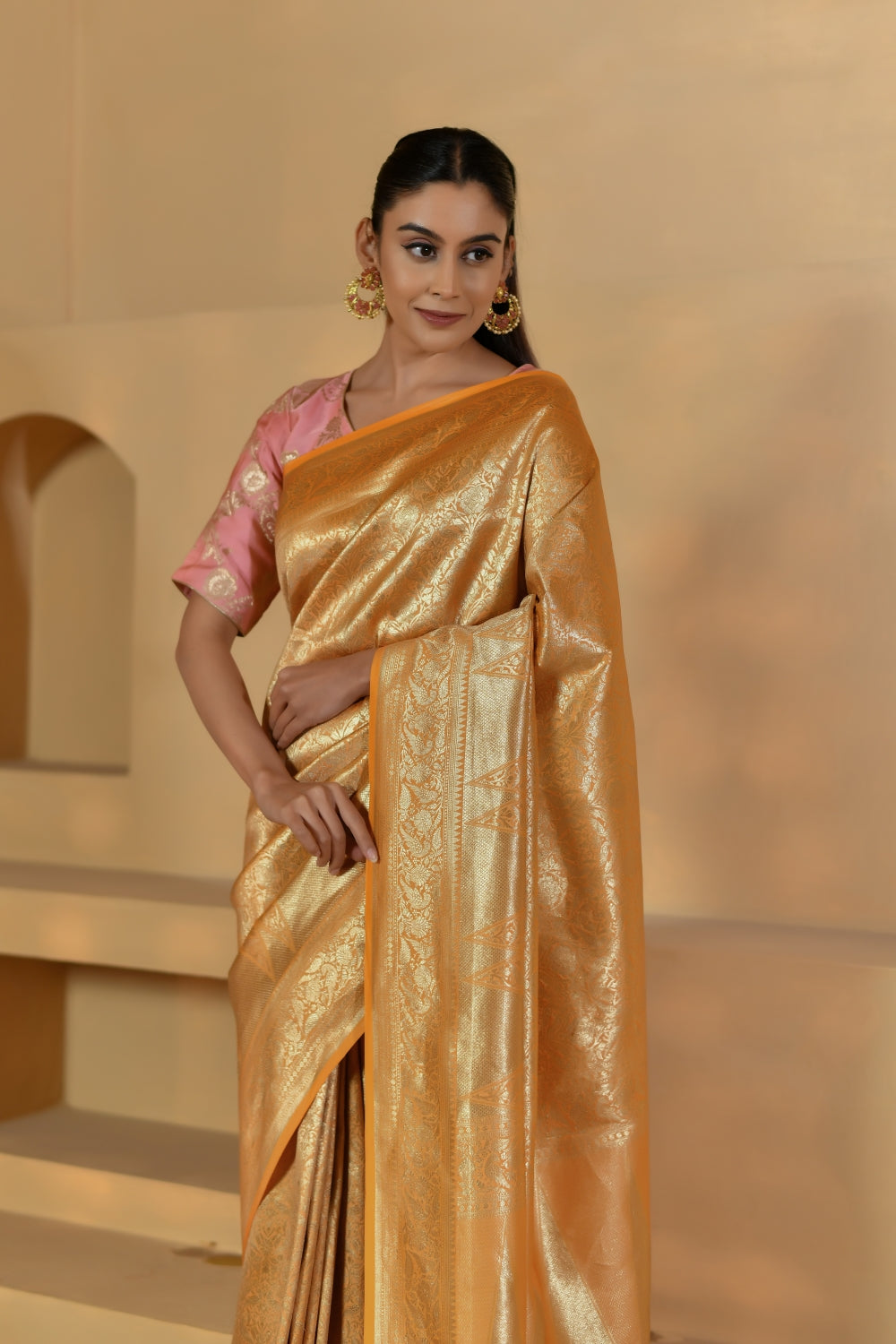 Pure Katan Silk Saree in Sunlight Yellow-Banarasiya