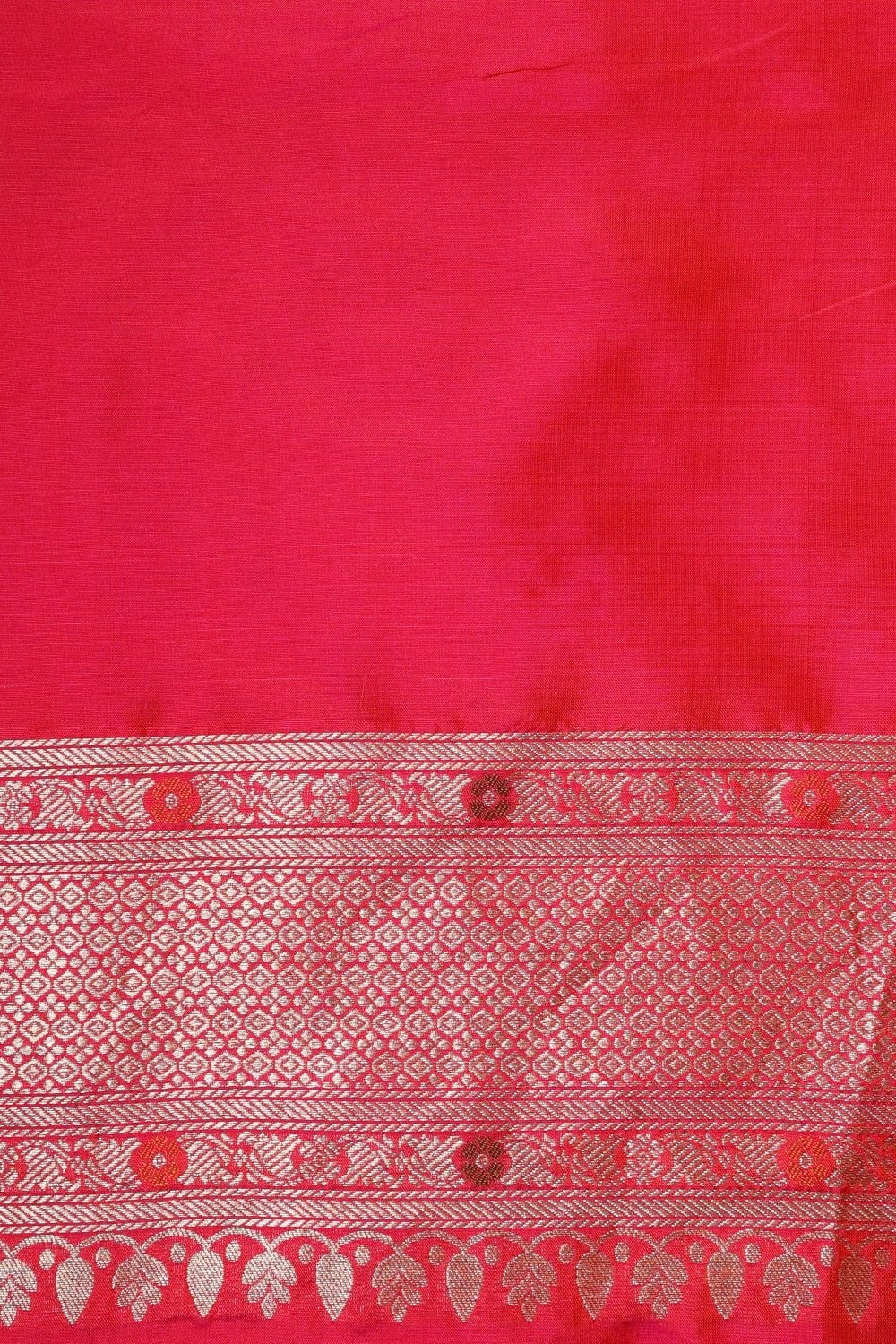 Pure Pink Katan Silk Saree with Floral Motifs-Banarasiya