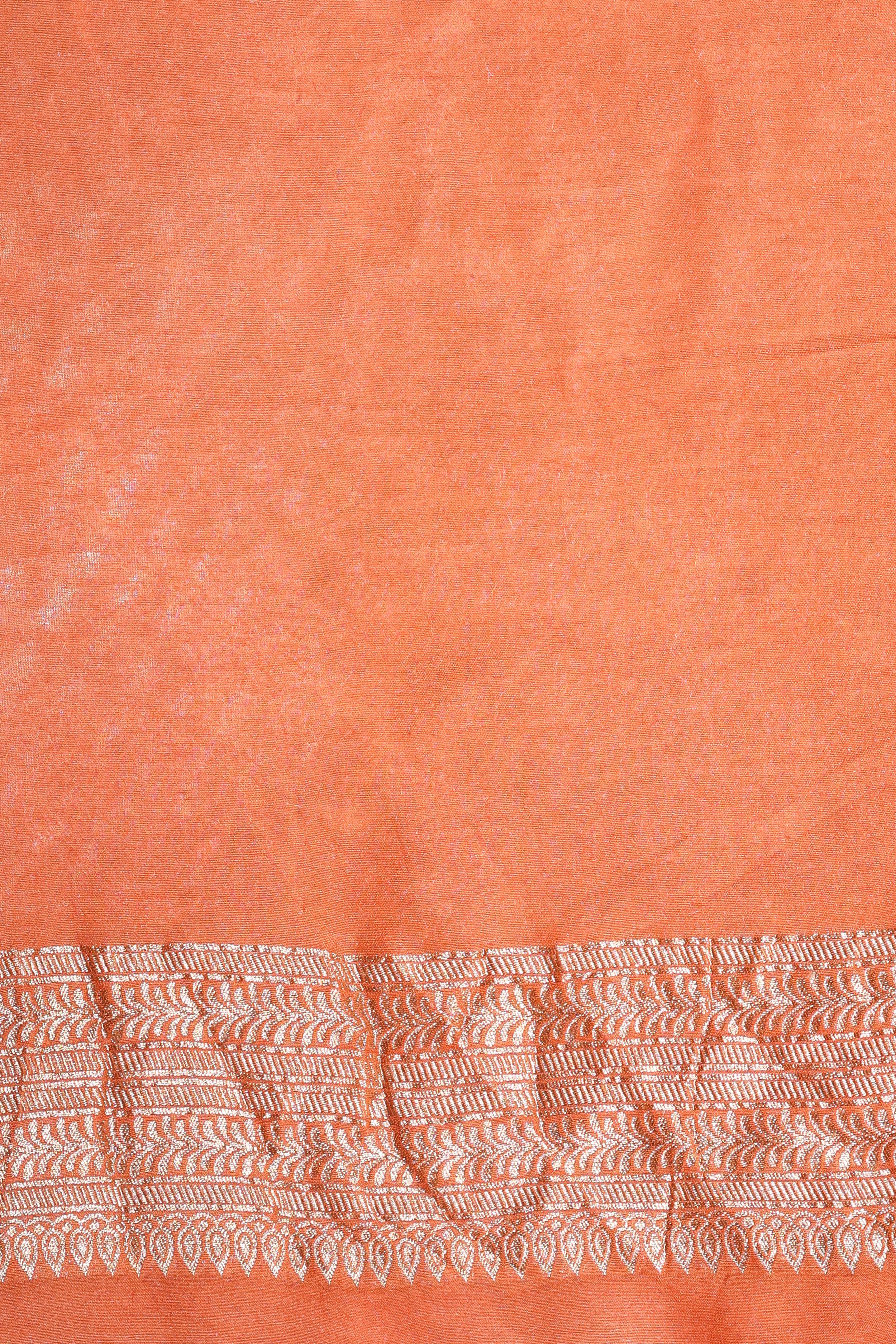 Pure Tussar Georgette in Soft-Peach with Meenakari Threadwork-Banarasiya