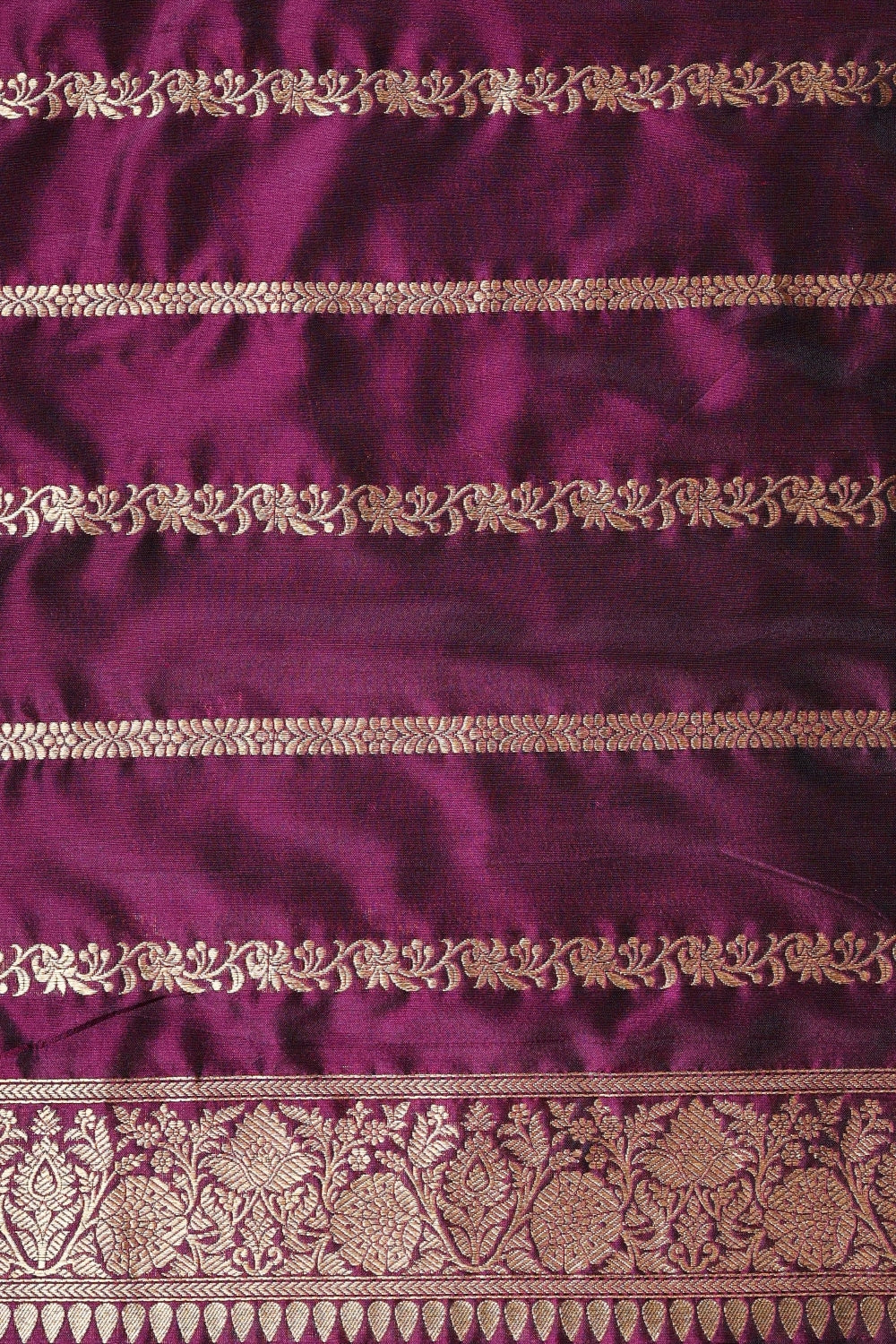 Rich Purple Katan Silk Saree with Floral Motifs