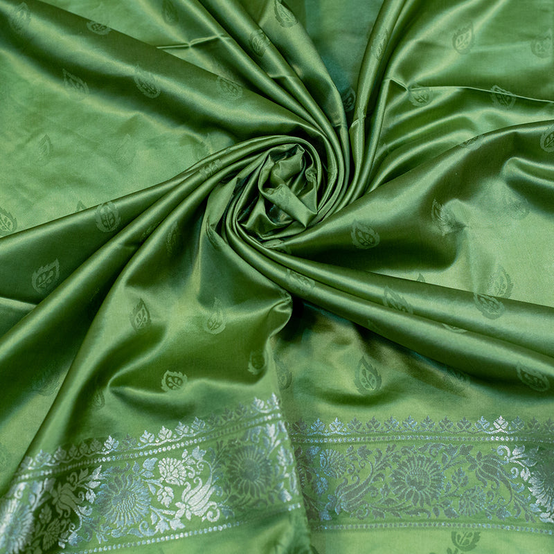 Pastel Green Semi Satin Silk Saree