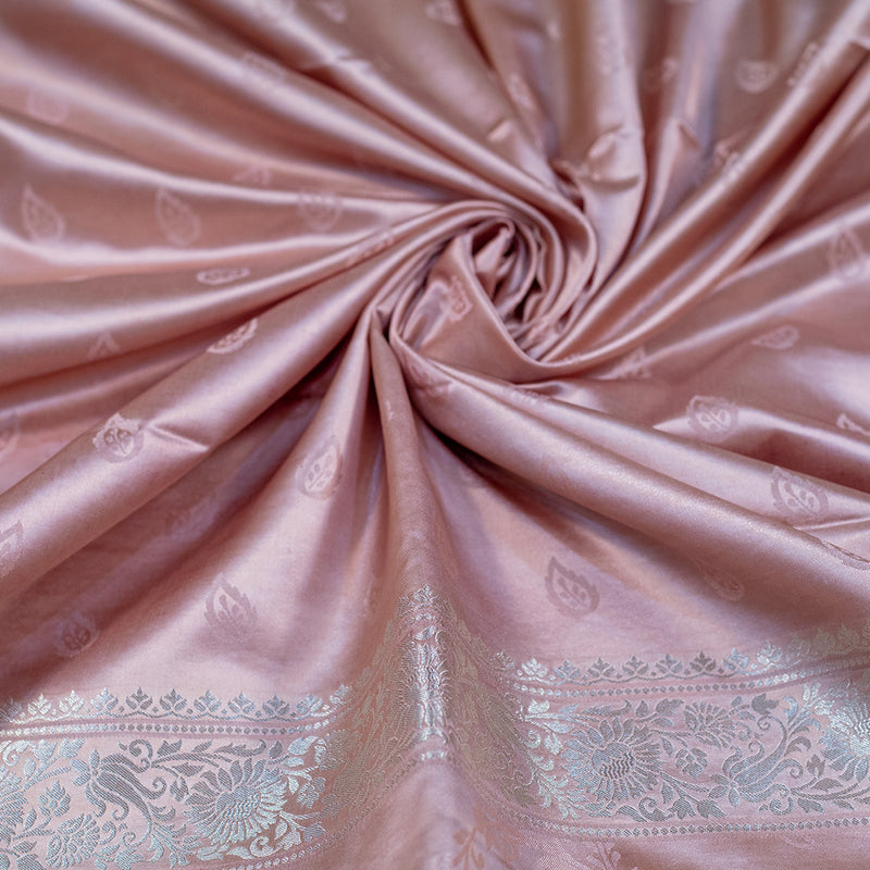 Dusty Pink Semi Satin Silk Saree