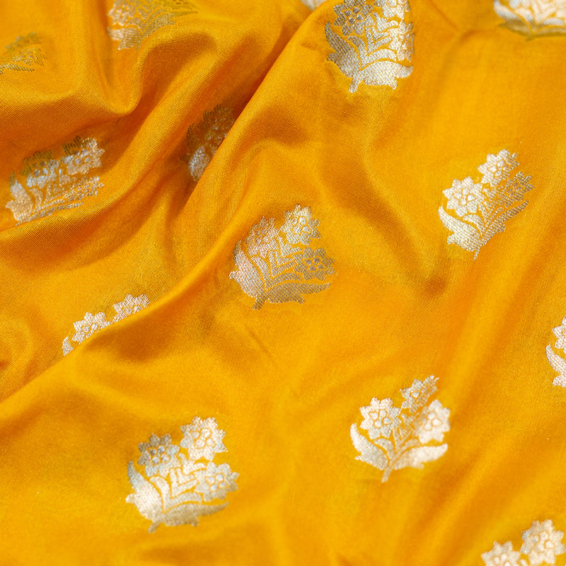 Yellow With Gold Boota Silk Saree