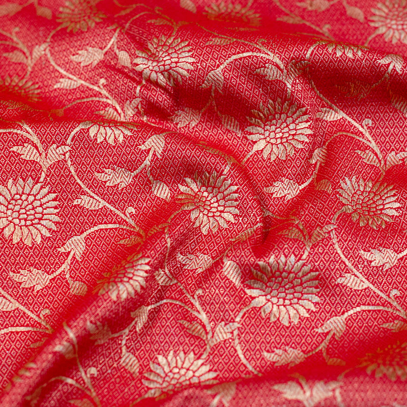 Red Semi Silk Brocade Saree