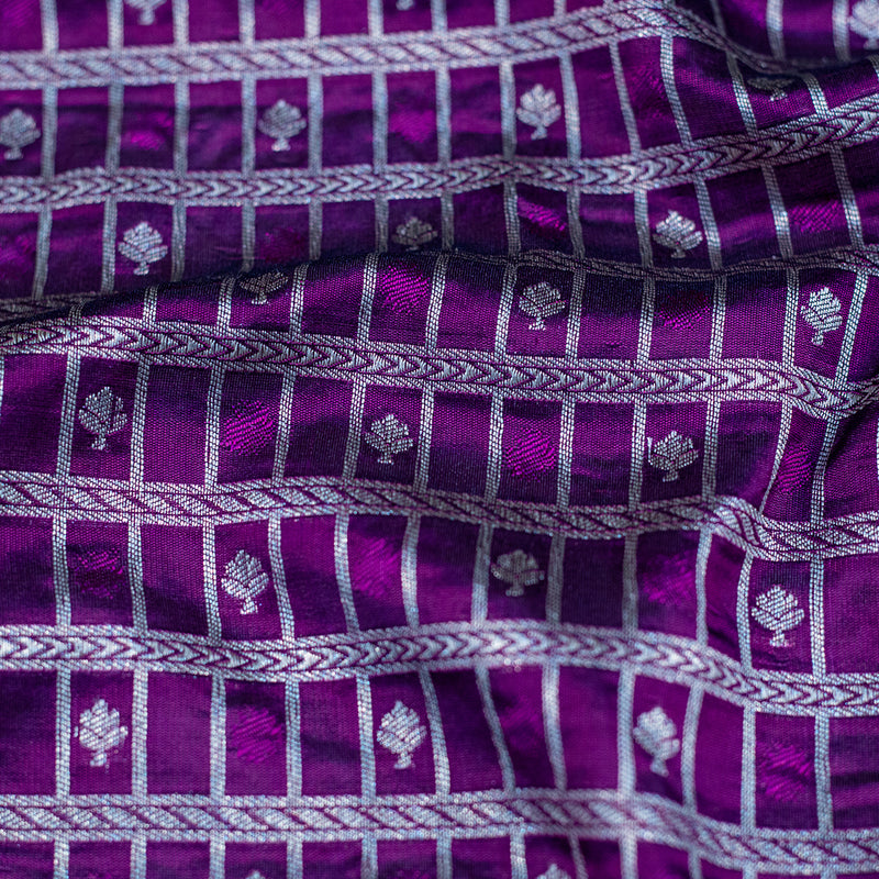 Purple Semi Silk Brocade Saree