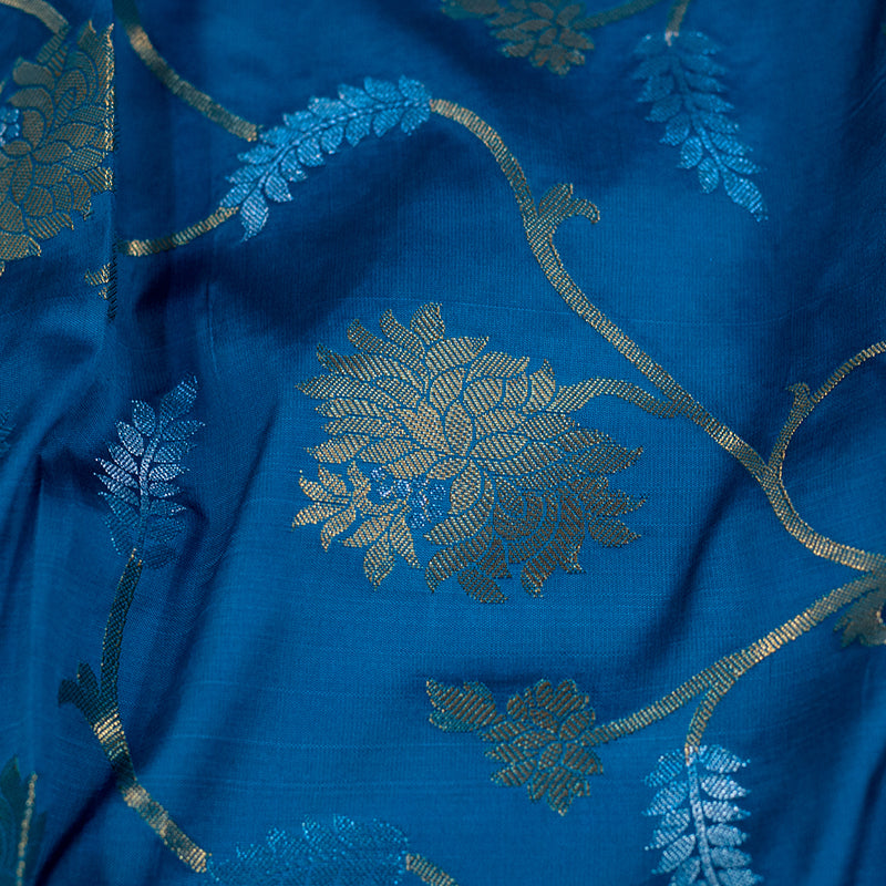 Blue With Contrast Border Semi Silk Saree