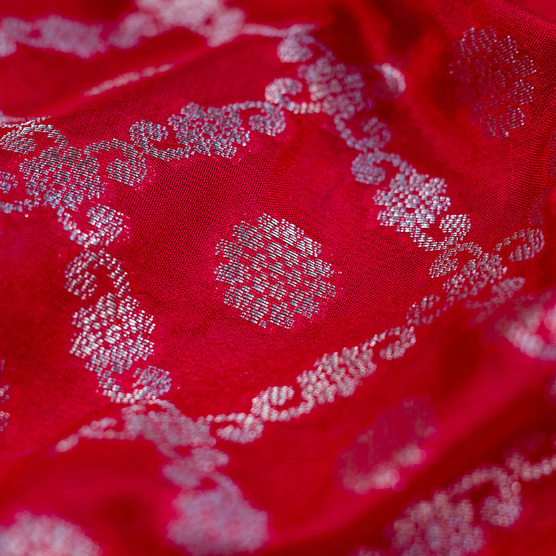 Red With Self Border Semi Silk Saree