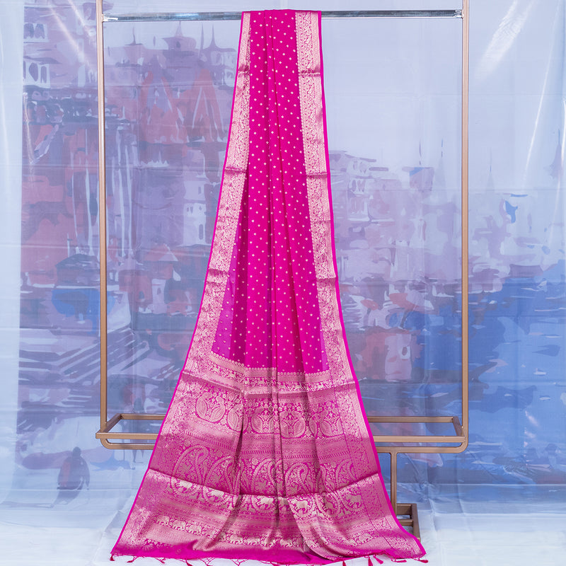 Pink With Self Border Georgette Saree