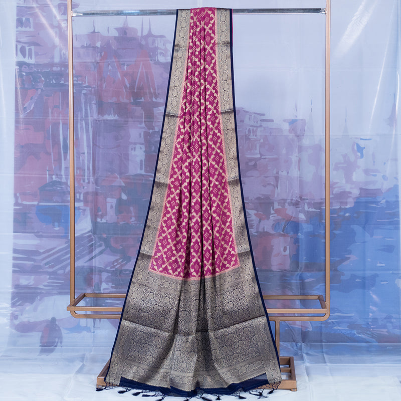 Onion Pink With Contrast Border Georgette Saree
