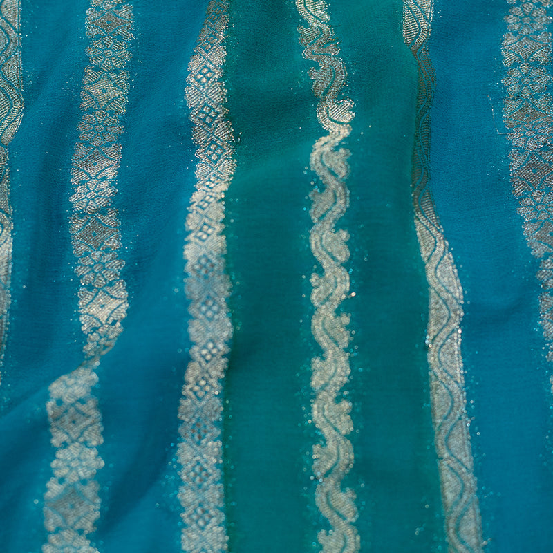 Teal Green With Blue Rangkat Georgette Saree
