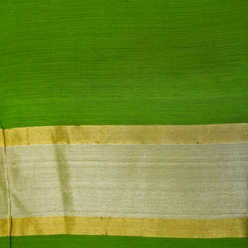 Green Color Pure Handloom Cotton Saree- Banarasiya