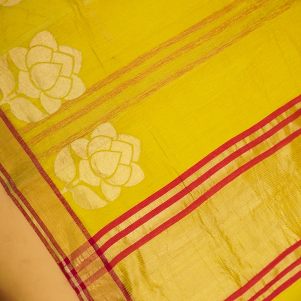 Yellow Pure Handloom Cotton Saree