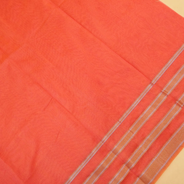 Peach Pure Handloom Cotton Saree- Banarasiya