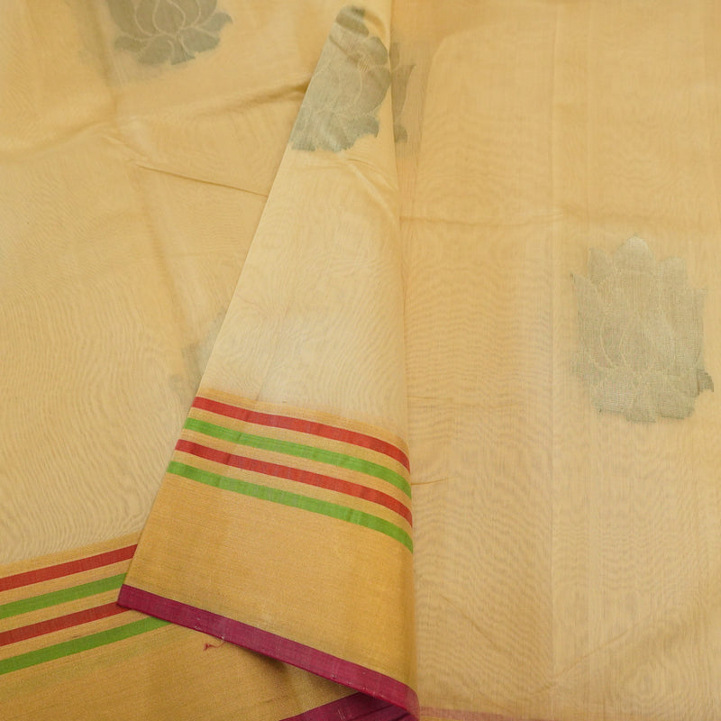 Off White Pure Handloom Cotton Saree-banarasiya