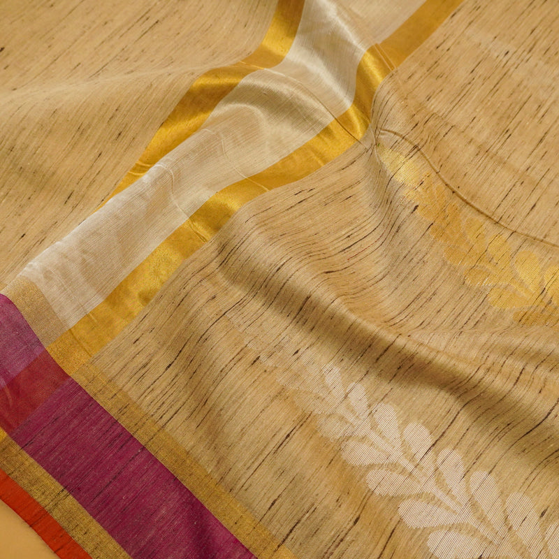 Beige Pink Color Pure Handloom Cotton Saree- Banarasita