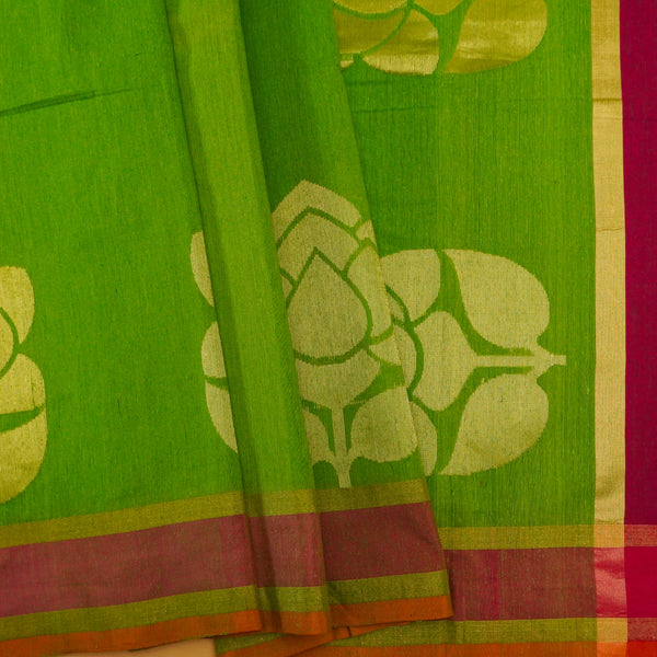 Green Color Pure Handloom Cotton Saree- Banarasiya