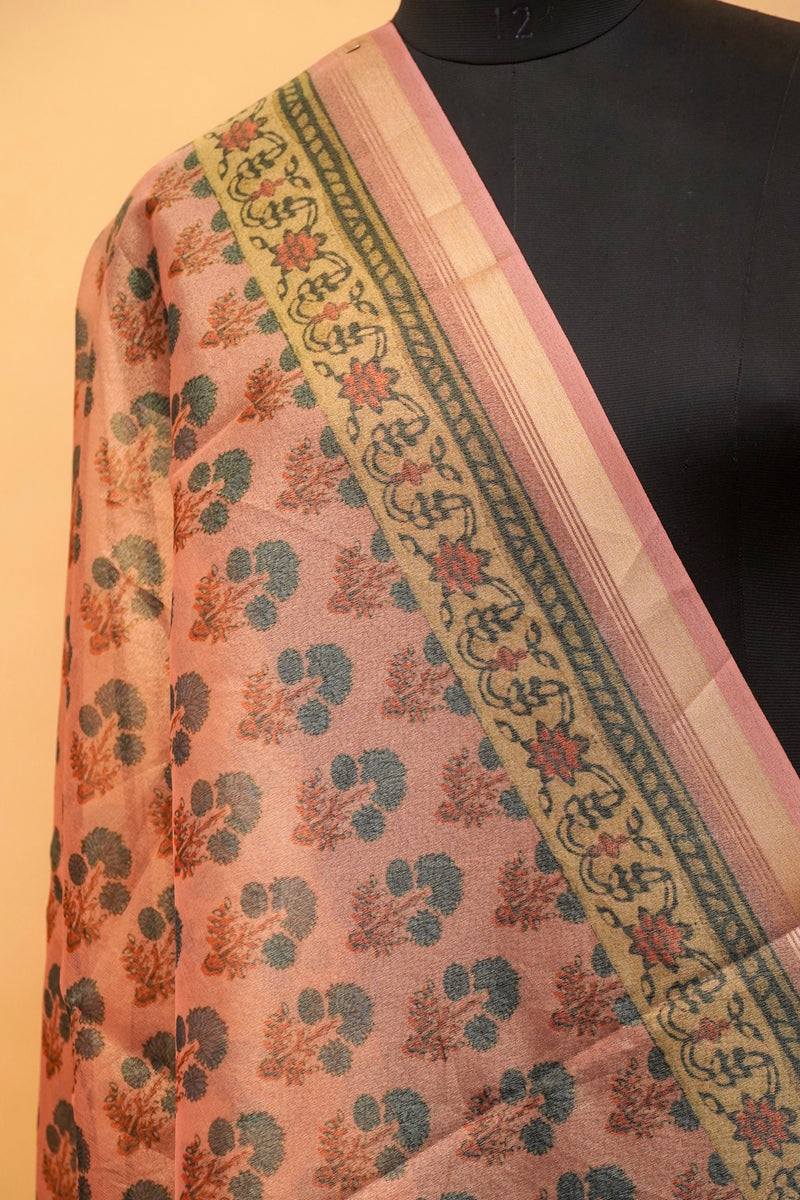 Rekhta Gulabi Printed Tissue Silk Dupatta