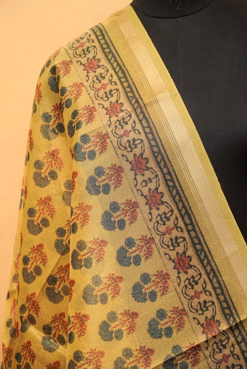 Rekhta Gulabi Printed Tissue Silk Dupatta