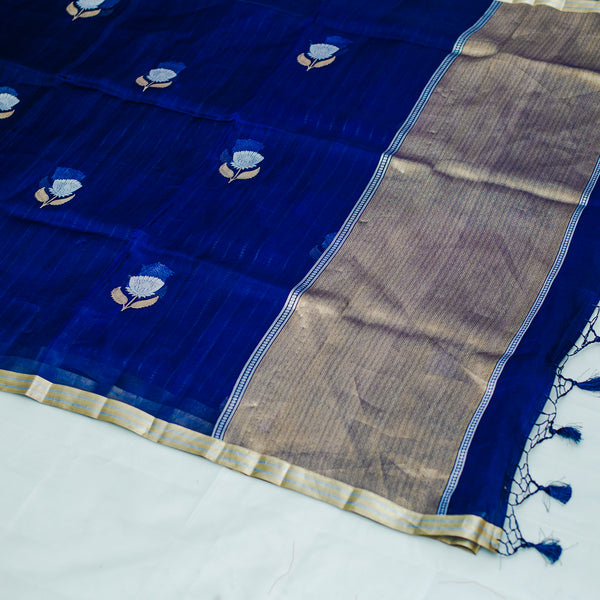 Blue Pure Organza Handloom Banarasi Saree
