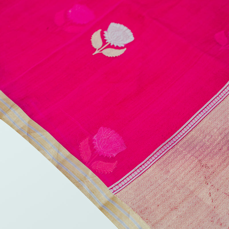 Pink Pure Organza Handloom Banarasi Saree