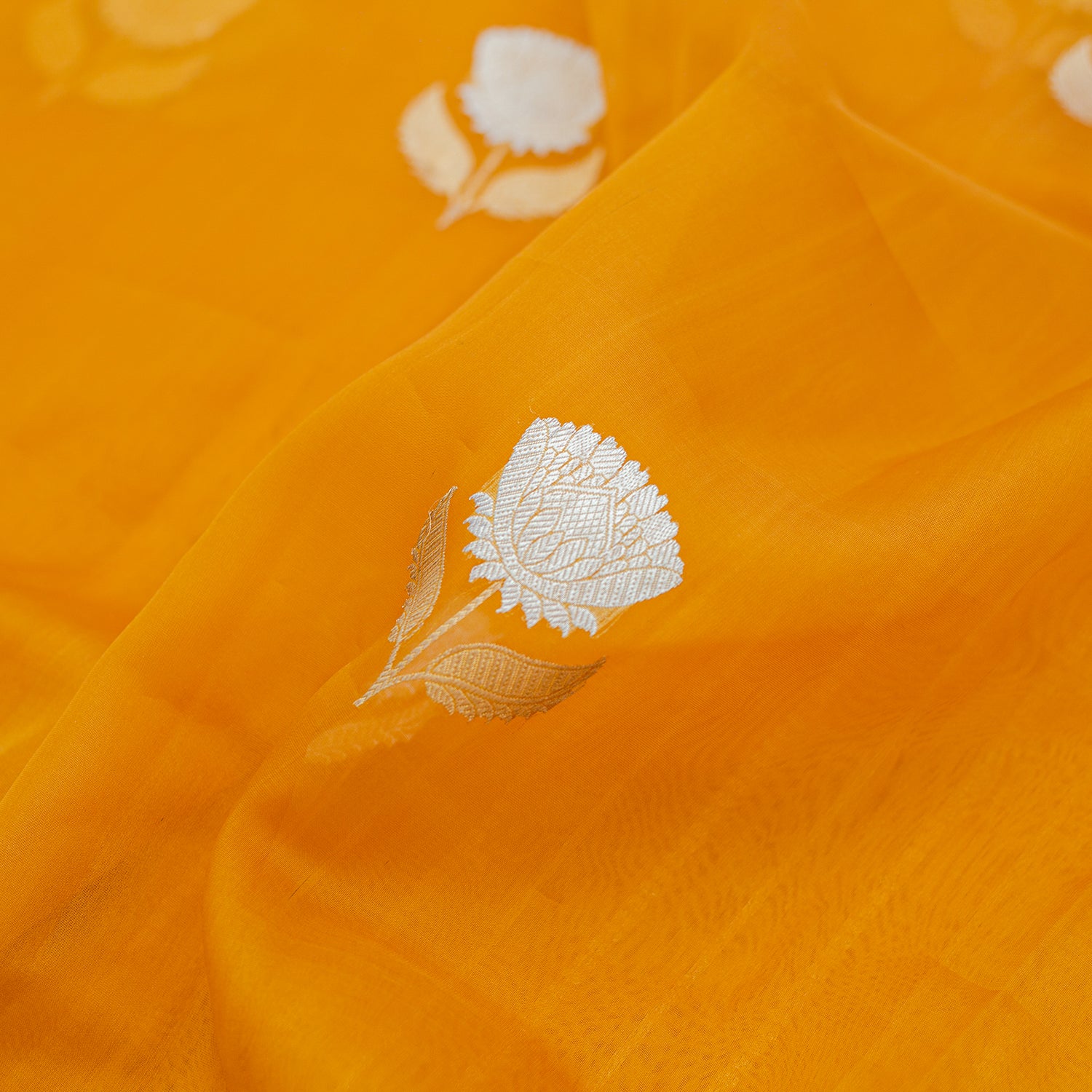 Yellow Pure Organza Handloom Banarasi Saree - Banarasiya