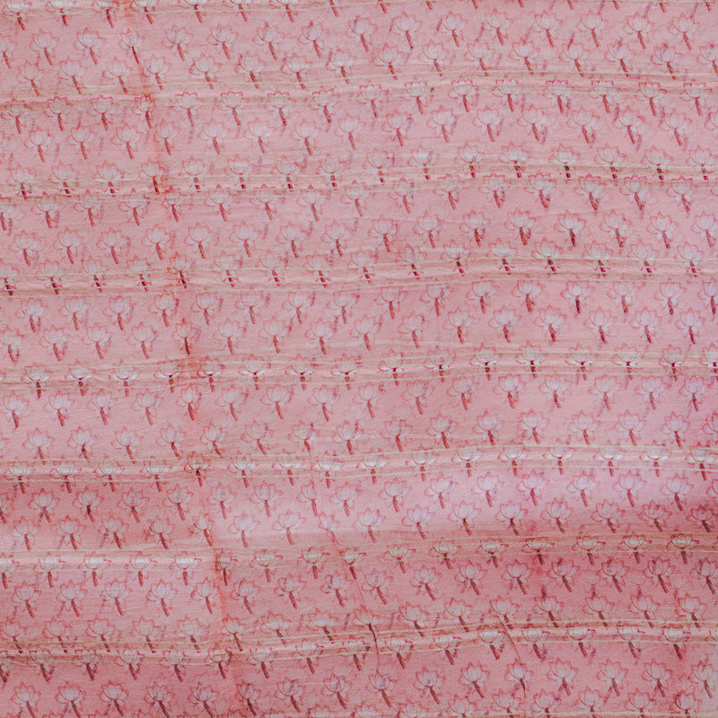 Pink Pure Organza Printed Banarasi Saree