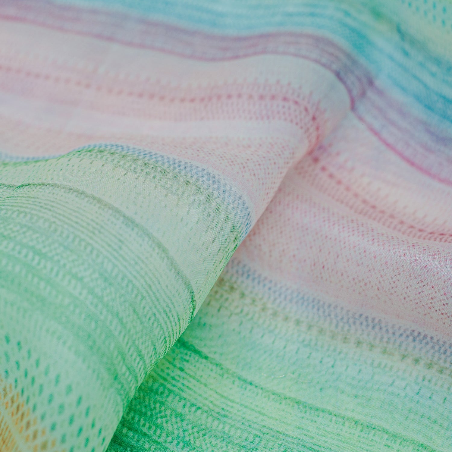 Multi Color Pure Organza Printed Banarasi Saree - Banarasiya