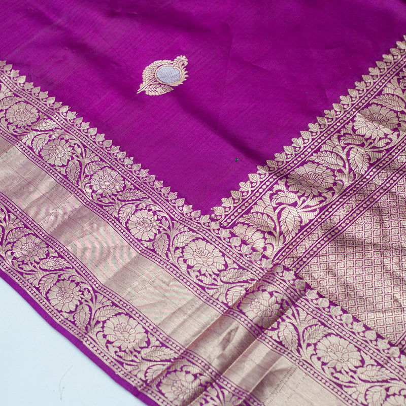 Purple Pure Katan Silk Handloom Banarasi Saree