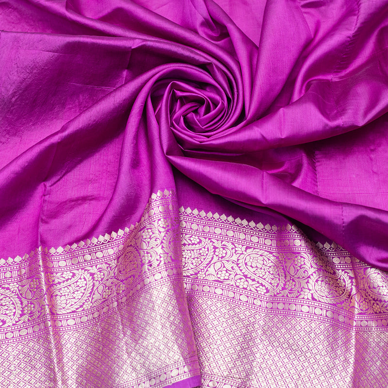 Violet Pure Katan Silk Handloom Banarasi Saree