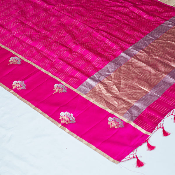 Pink Pure Katan Silk Handloom Banarasi Saree