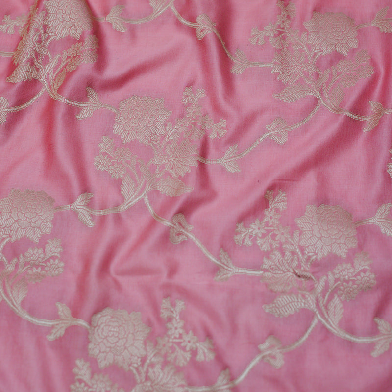 Pastel Pink Pure Mashru Satin Silk Saree