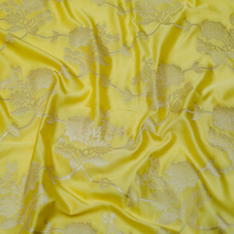 Pastel Yellow  Pure Mashru Satin Silk Saree