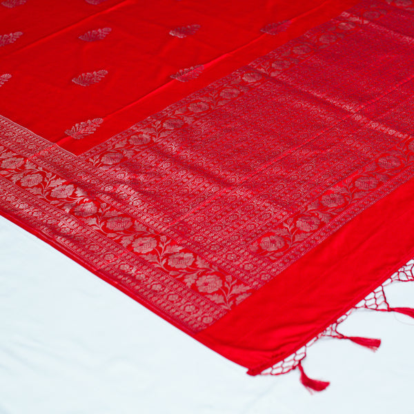 Red Pure Mashru Satin Silk Saree
