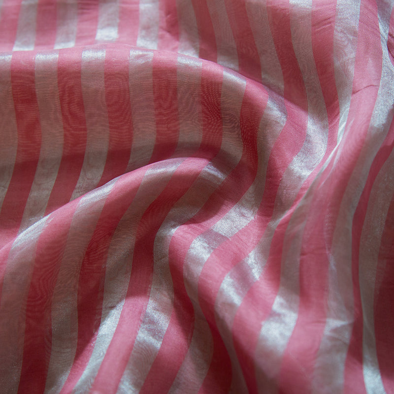Gajri Pure Organza Tissue Strips Saree