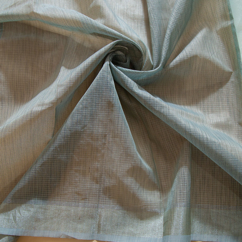Pastel Blue Color Semi Organza Silk Embroidery Saree