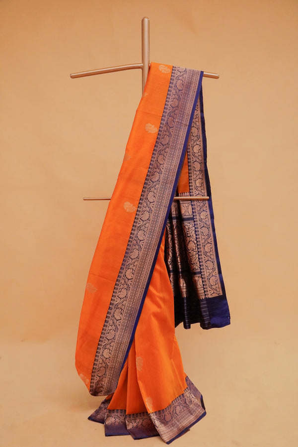 Yellow Tussar Silk Handloom Banarasi Saree