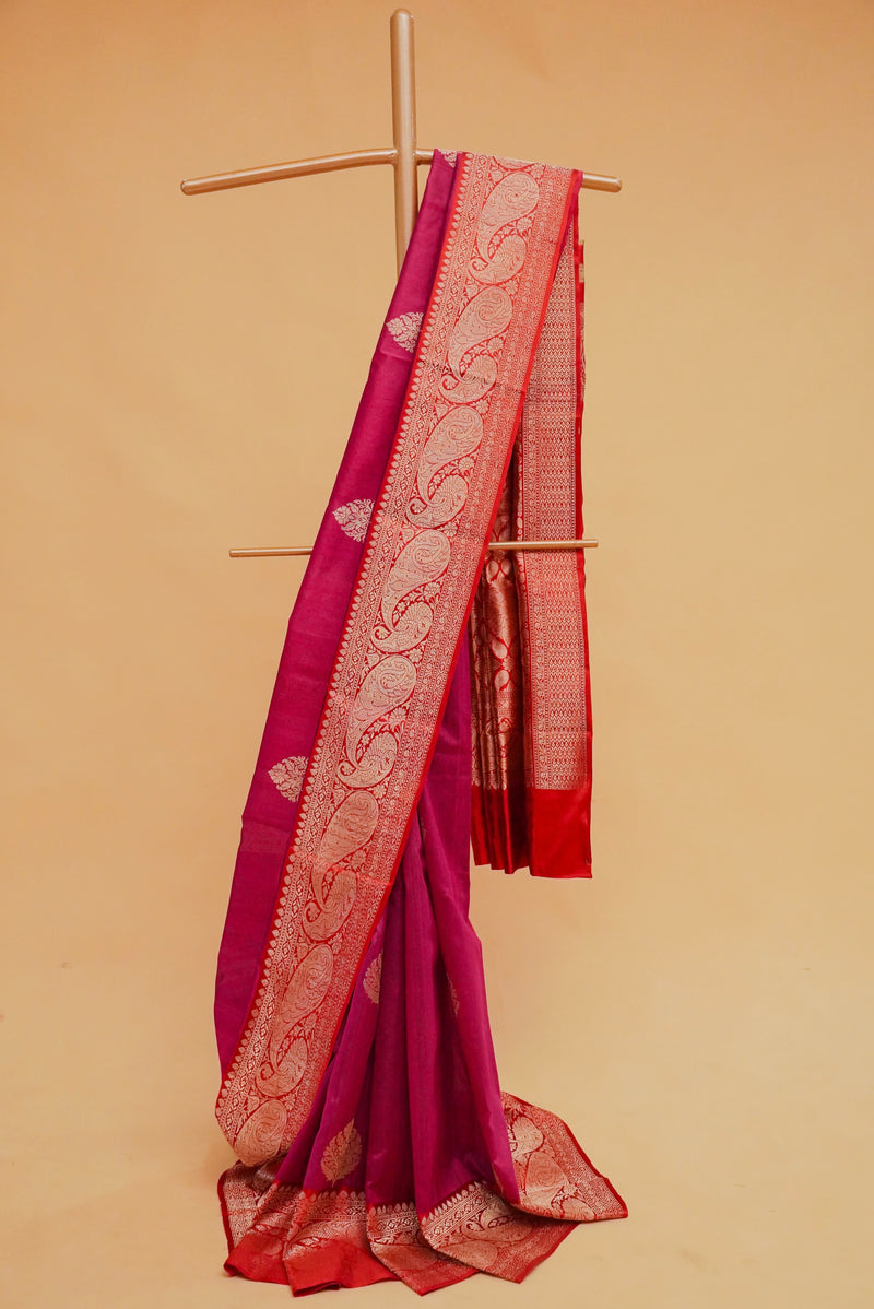 Pink Tussar Silk Handloom Banarasi Saree