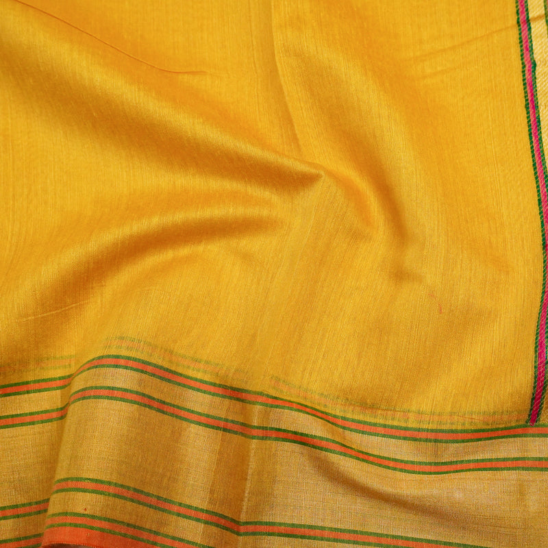 Mustard Yellow Pure Handloom Cotton Saree From Banarasiya