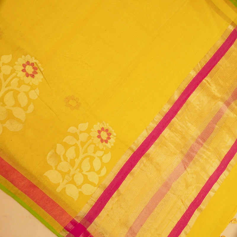Yellow Pure Handloom Cotton Saree from Banarasiya