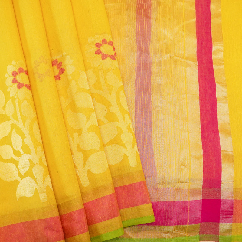 Yellow Pure Handloom Cotton Saree from Banarasiya
