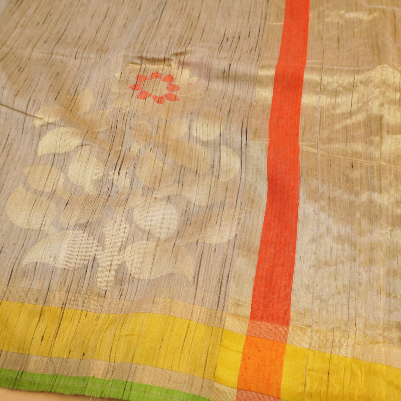 Beige Color Pure Handloom Cotton Saree from banarasiya