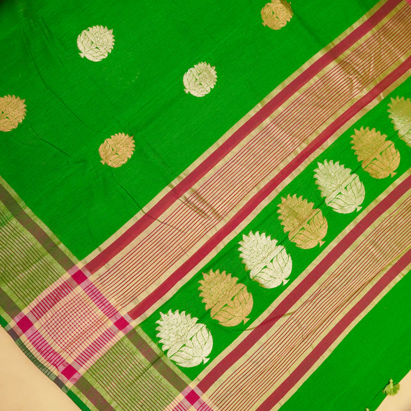 Green Pure Handloom Cotton Saree