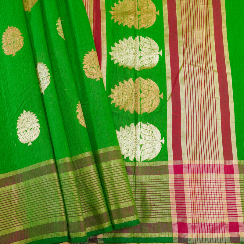 Green Pure Handloom Cotton Saree