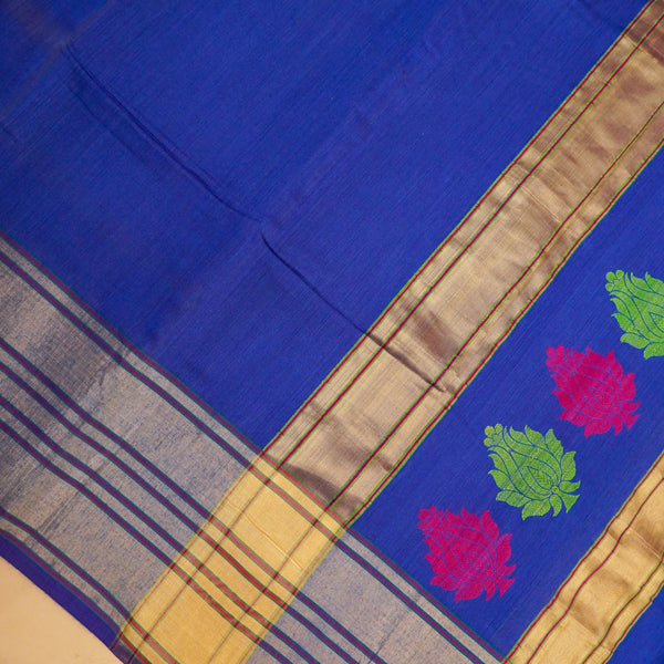 Blue Pure Handloom Cotton Saree