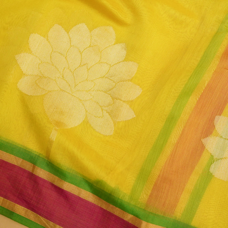 Yellow Pure Handloom Cotton Saree