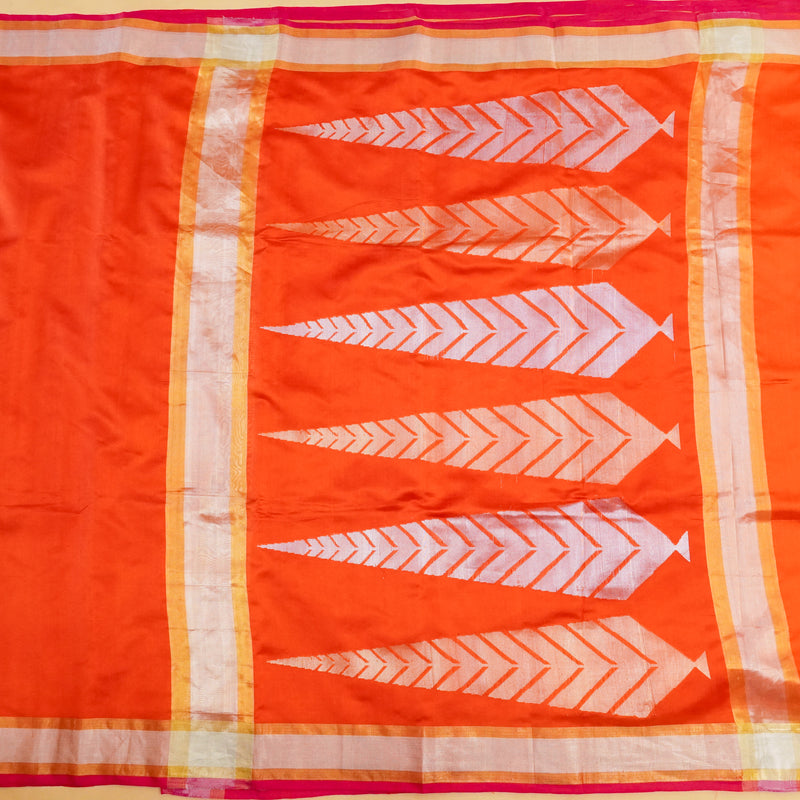 Orange Pure Handloom Cotton Saree