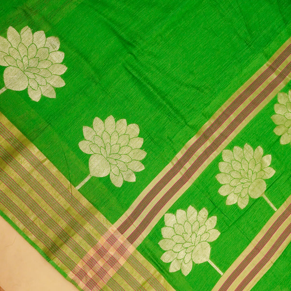 Green Color Pure Handloom Cotton Saree