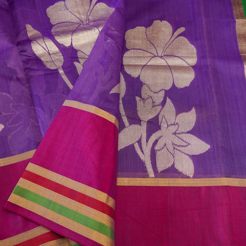 Purple Color Pure Handloom Cotton Saree from banarasiya